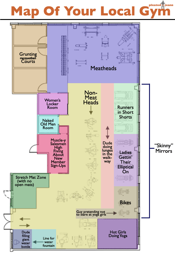 Map of Your Local Gym Pleated Jeans