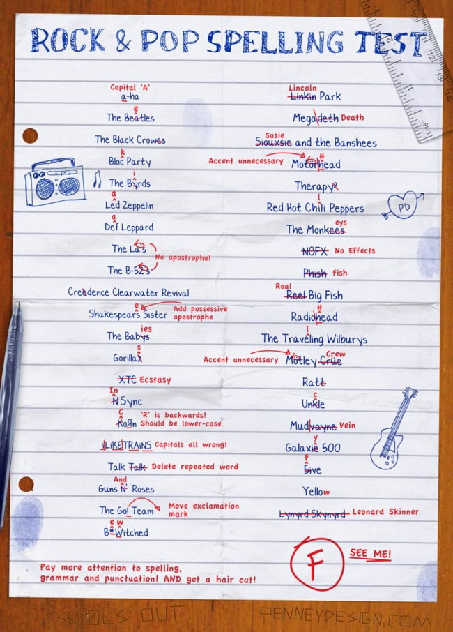 Rock and Pop Spelling Test