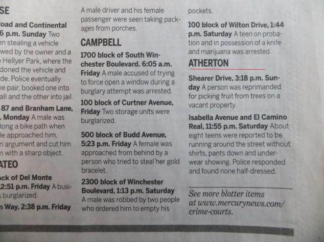 Atherton Police Blotter (10)