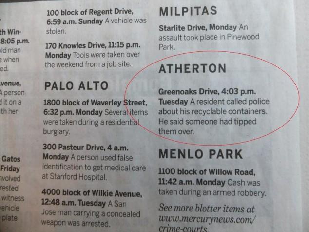 Atherton Police Blotter (12)