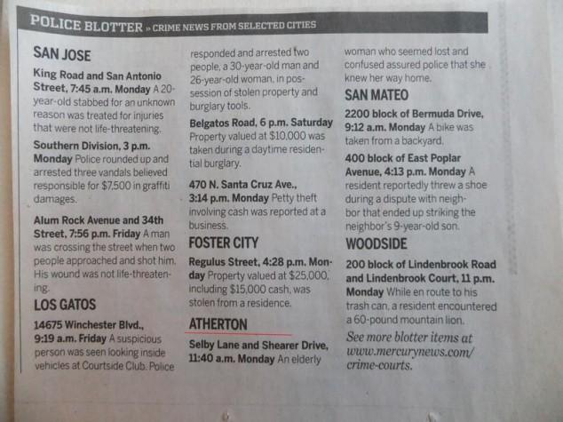 Atherton Police Blotter (14)
