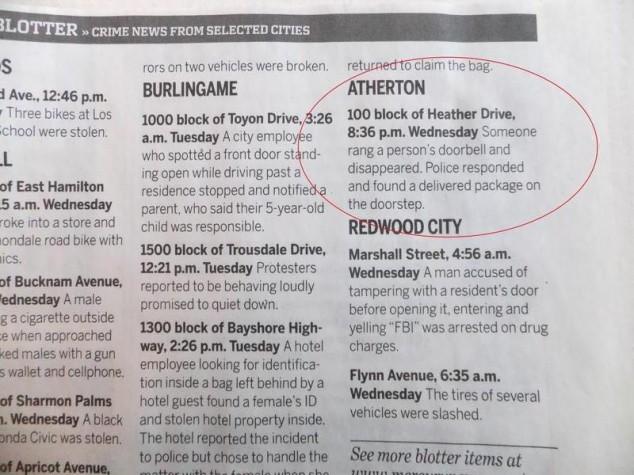 Atherton Police Blotter (15)
