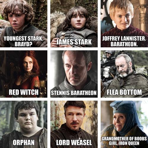 game of thrones black characters names