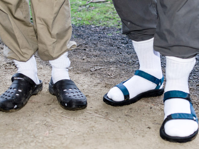 tourist socks and sandals