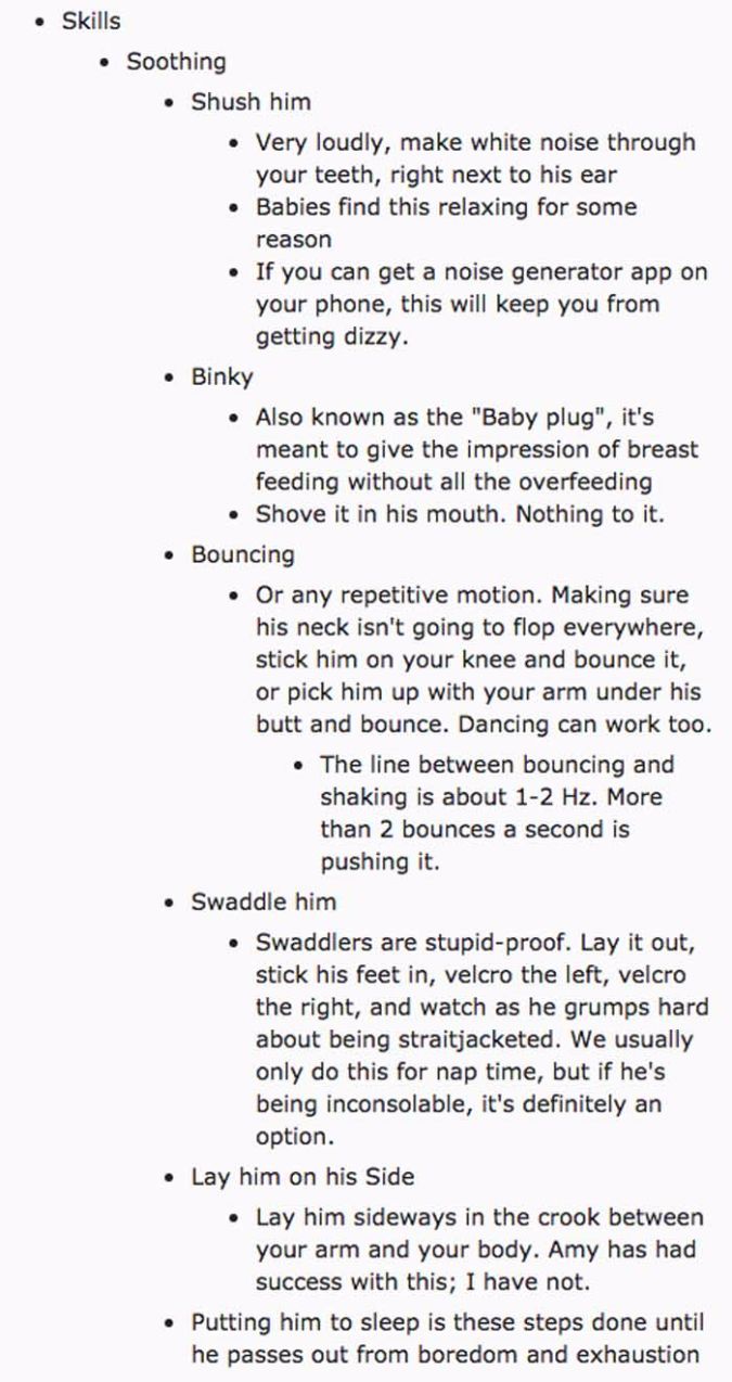 babysitter instructions
