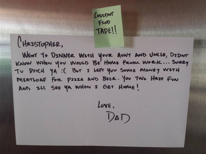 left note dad notes funny parents funniest cat got found ever humor friends dads money sense meatloaf fun message text